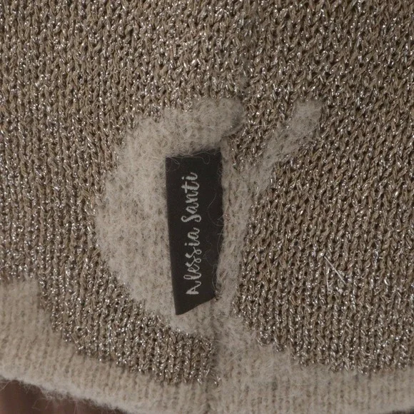 Alessia Santi Floral Jacquard Knit Sweater Italian Made Sparkle Boxy Fit - Picture 7 of 13